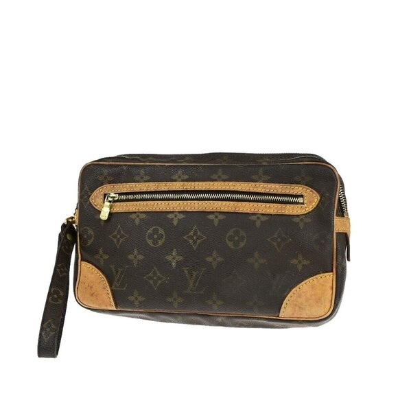 LOUIS VUITTON Marly Dragonne GM Clutch Hand Bag Monogram Brown - Picture 1 of 15